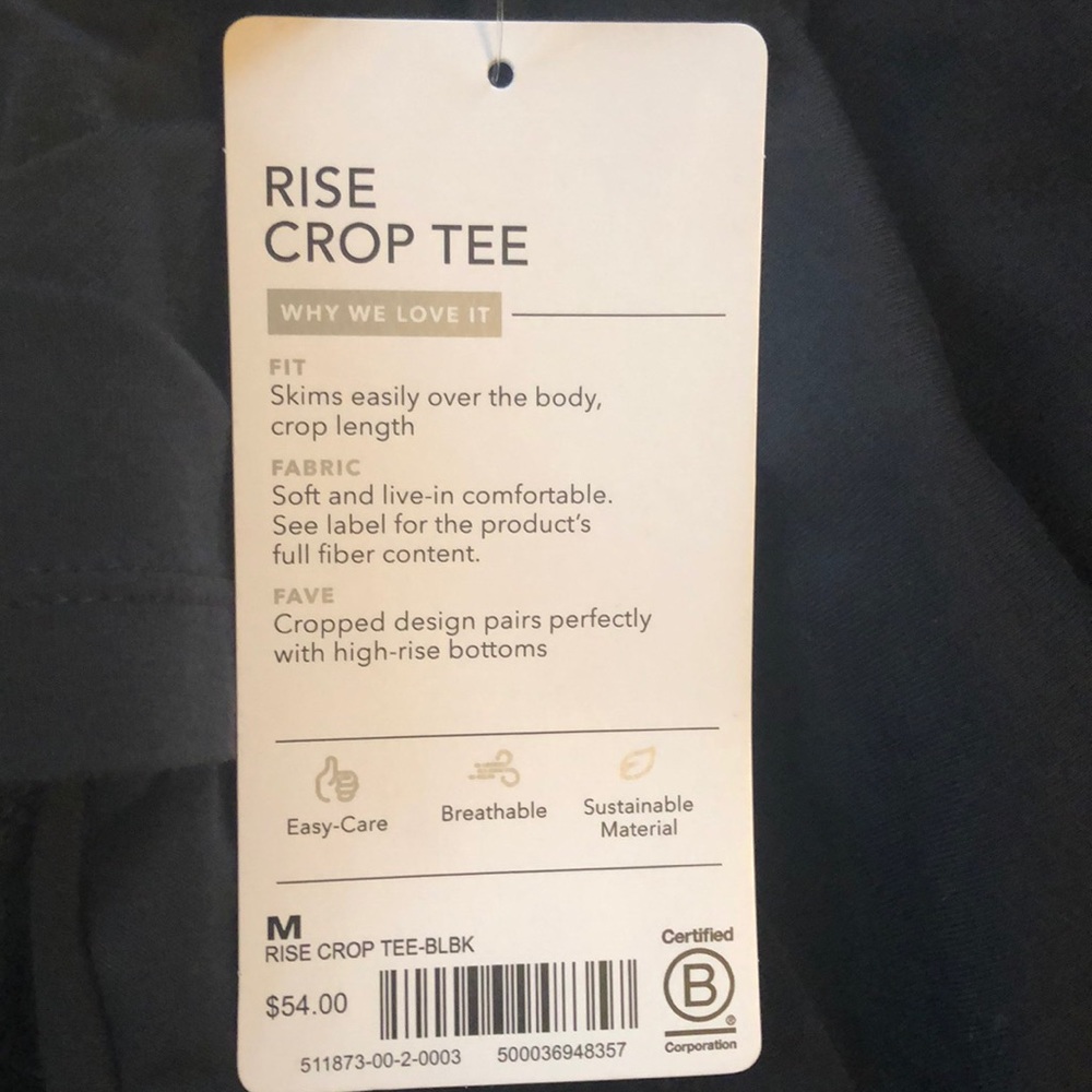 Last One❤️NWT ATHLETA RISE Crop Tee Top Shirt Black Medium - Picture 8 of 8